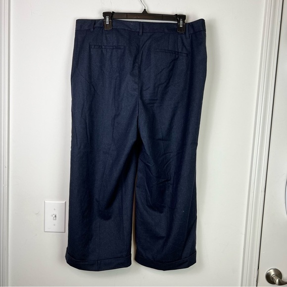 Talbots Cropped cuffed pants womens size 16 blue Italian flannel wool blend - Picture 2 of 8